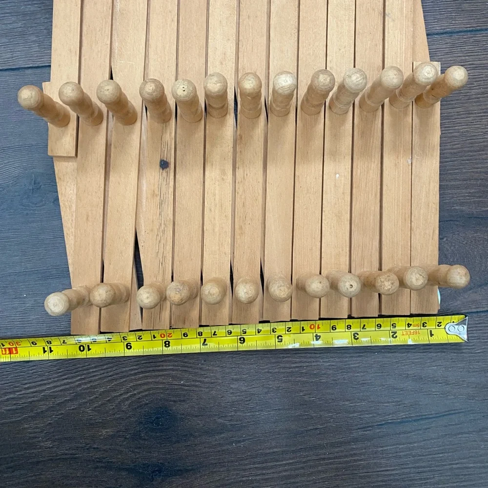 XL 84 Peg Wooden Accordion Expandable Peg Rack Vintage Wall Shelf Display